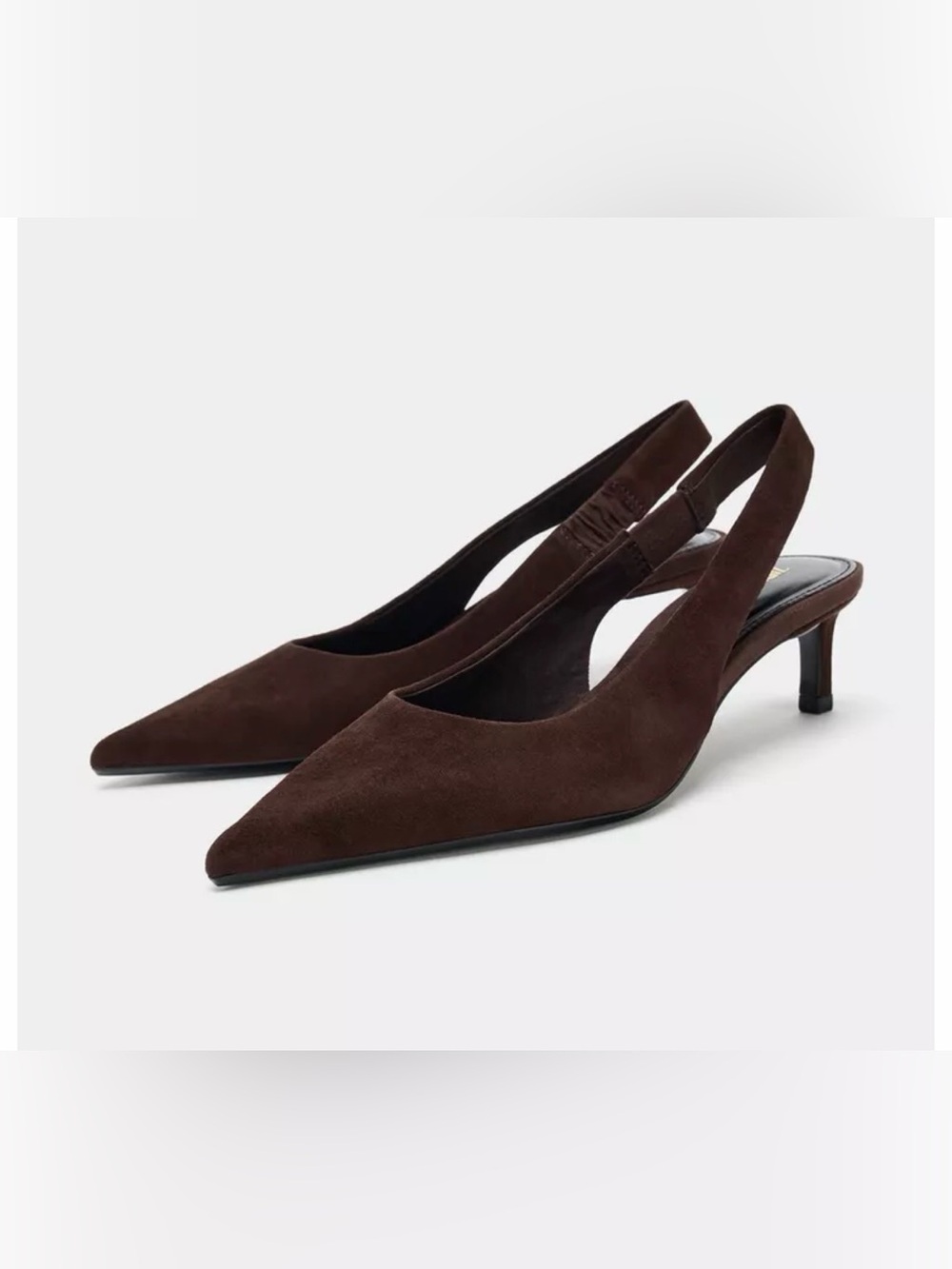 Zara Suede Sling Back Kitten Heel